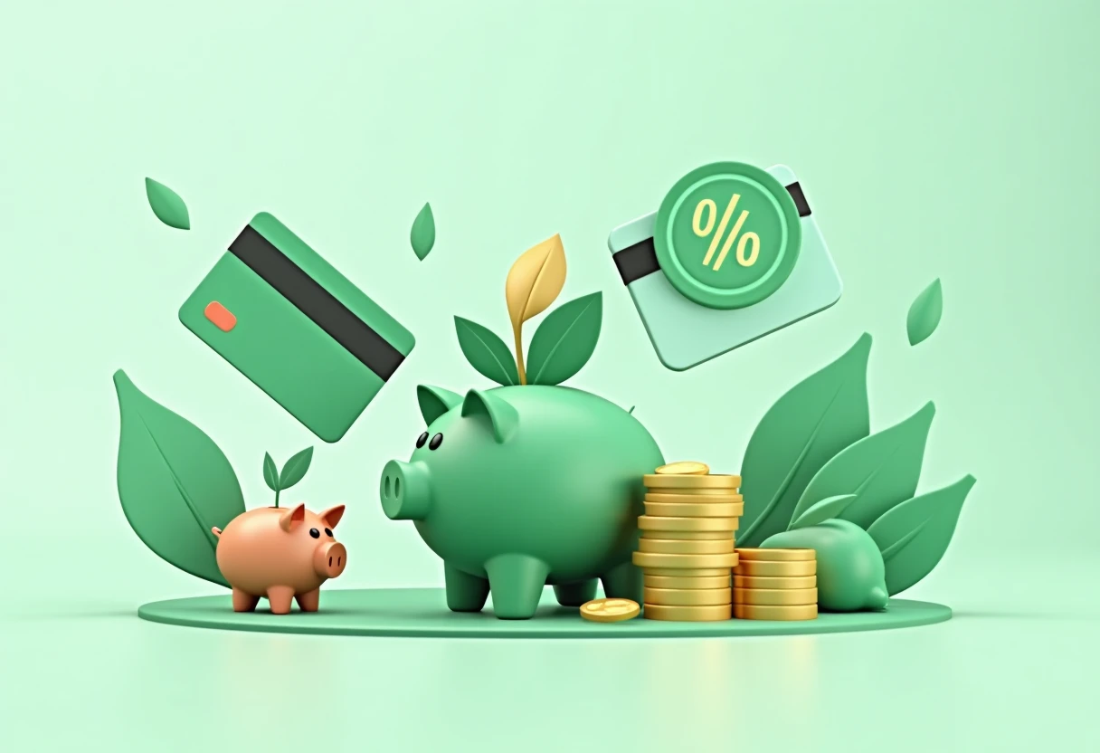 Wallet with credit cards and cashback icons
