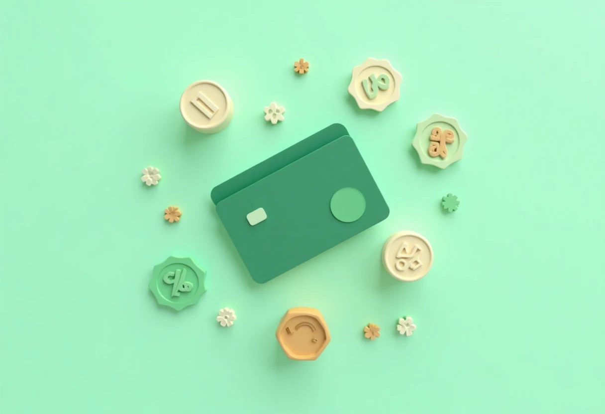 Wallet with credit cards and cashback icons
