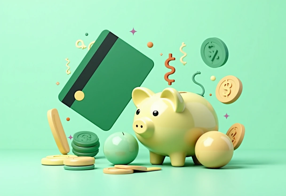 Wallet with cashback symbols