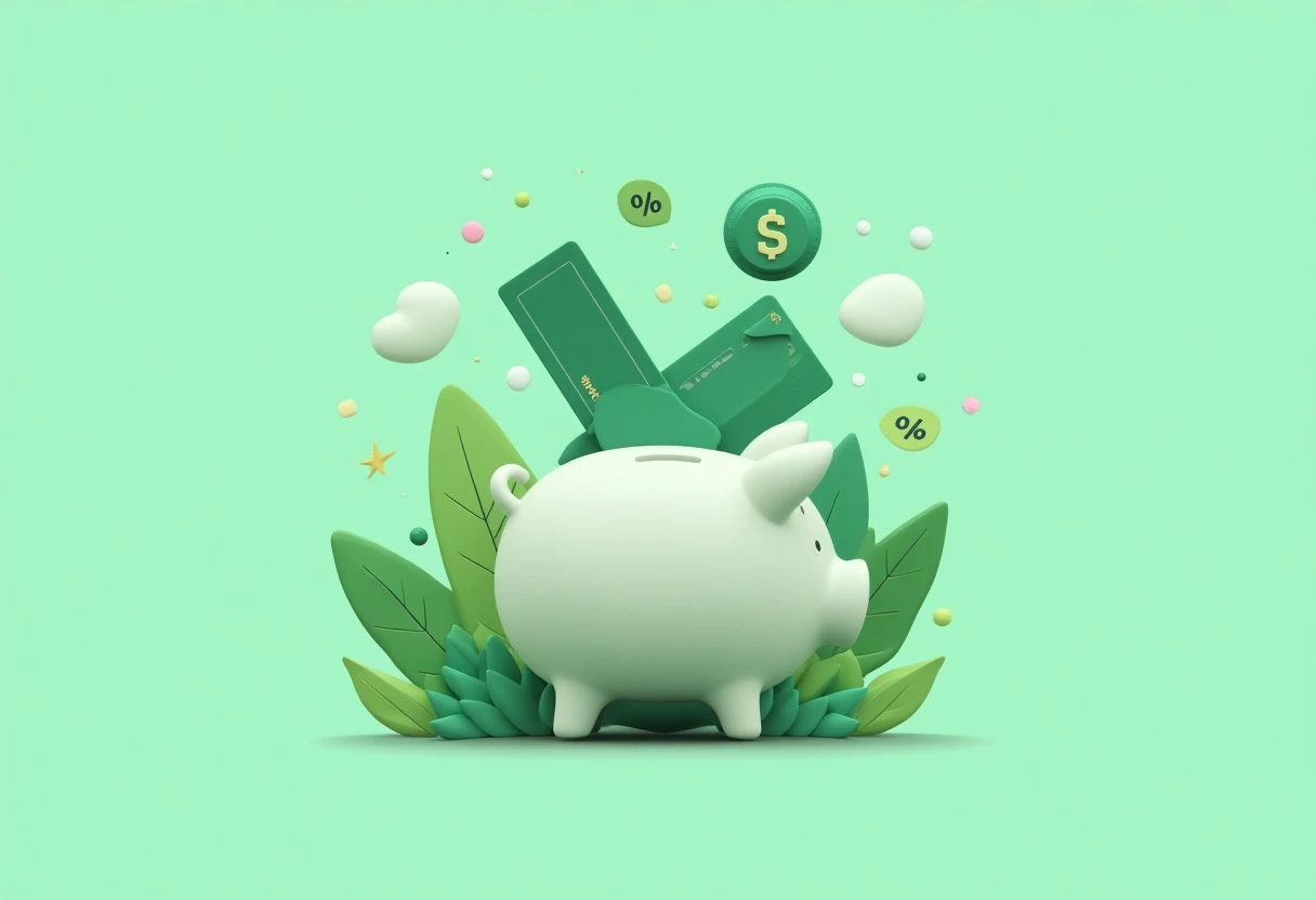 Credit card with cashback symbols