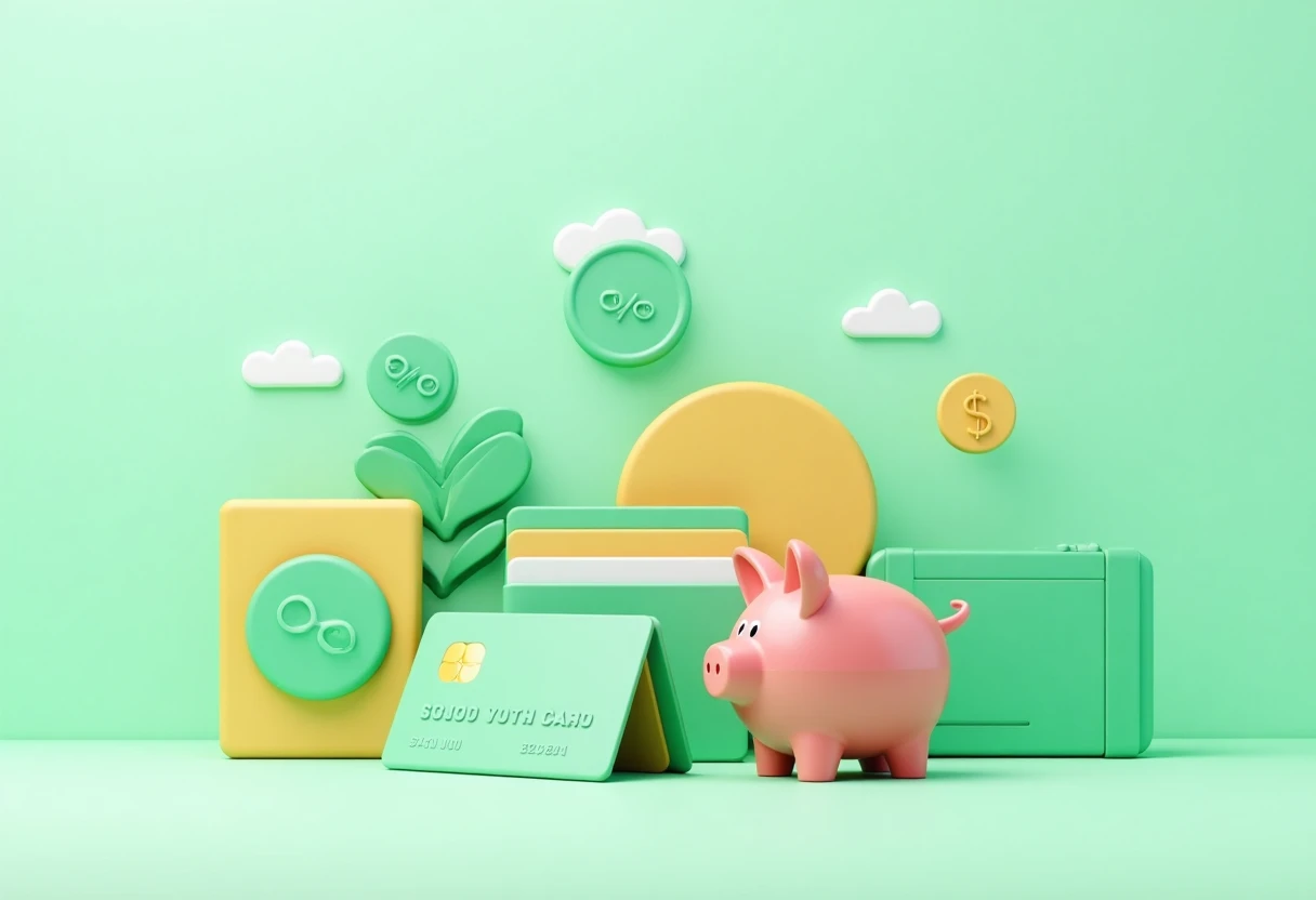Credit cards and financial growth symbols