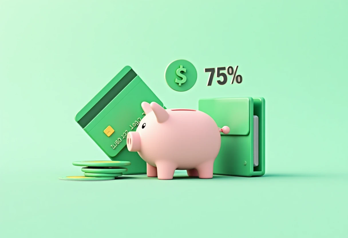 Concepto de ahorro con tarjetas de cashback