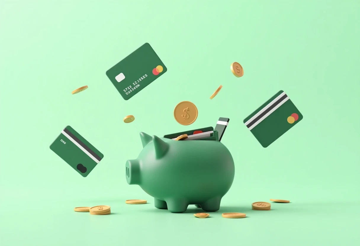Concepto de ahorro con tarjetas de cashback
