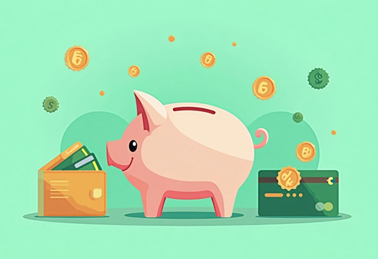 Illustration de piggy bank et de cartes