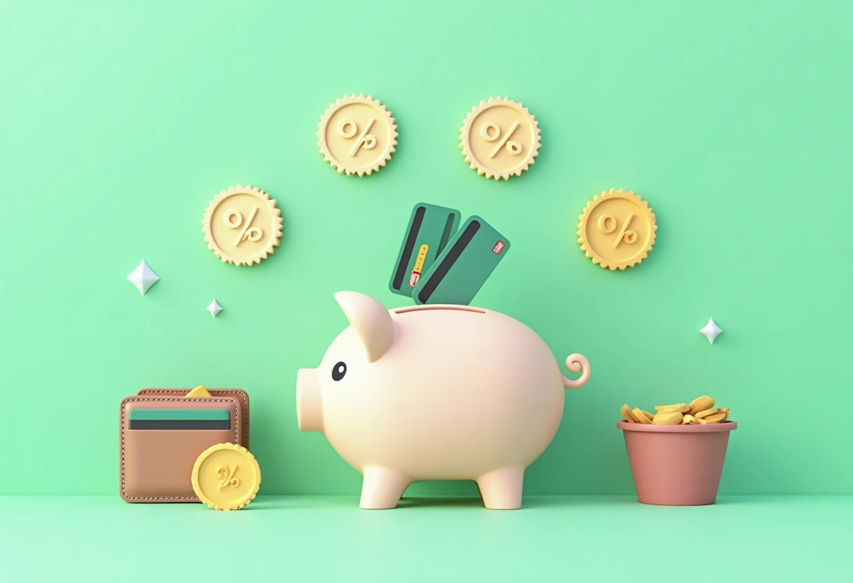 Symbolische Darstellung von Cashback und Sparen