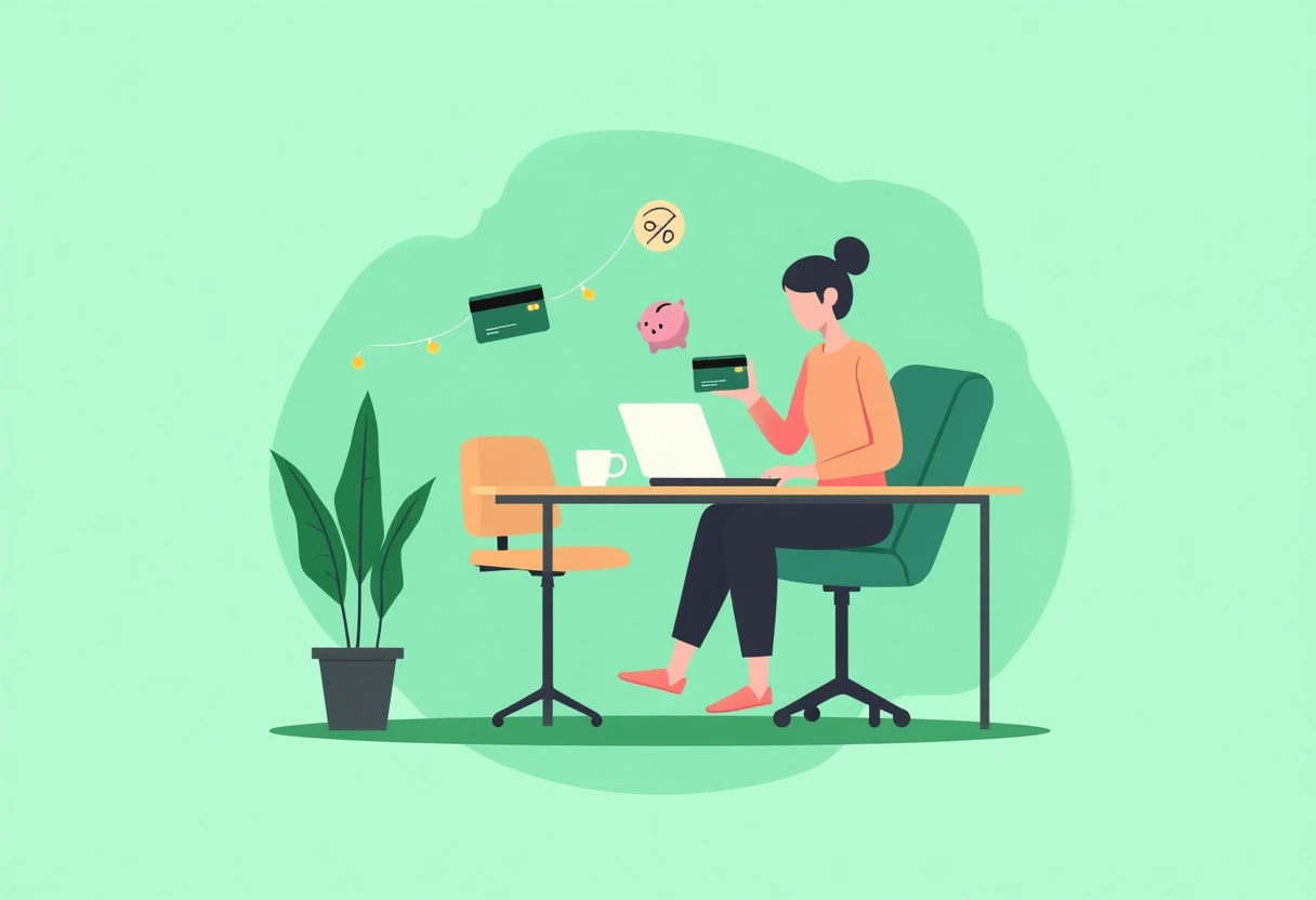 Freelancer revisando tarjetas de crédito