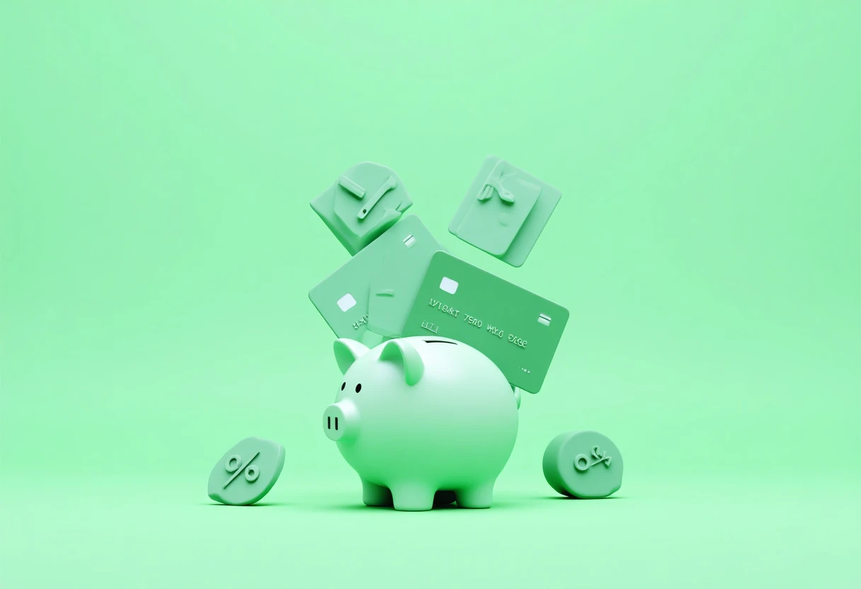 Wallet with credit cards and cashback rewards