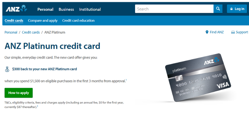 anz website platinum