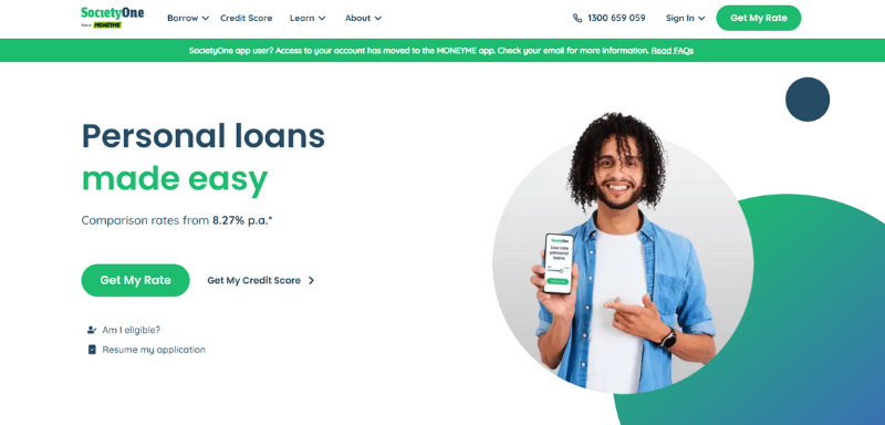 society one personal loan