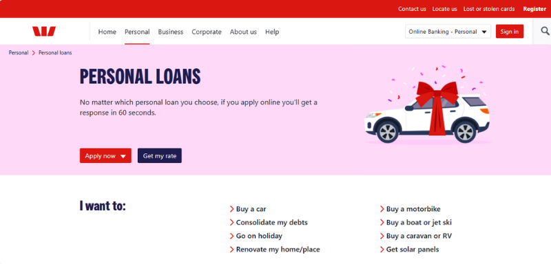 westpac personal loans